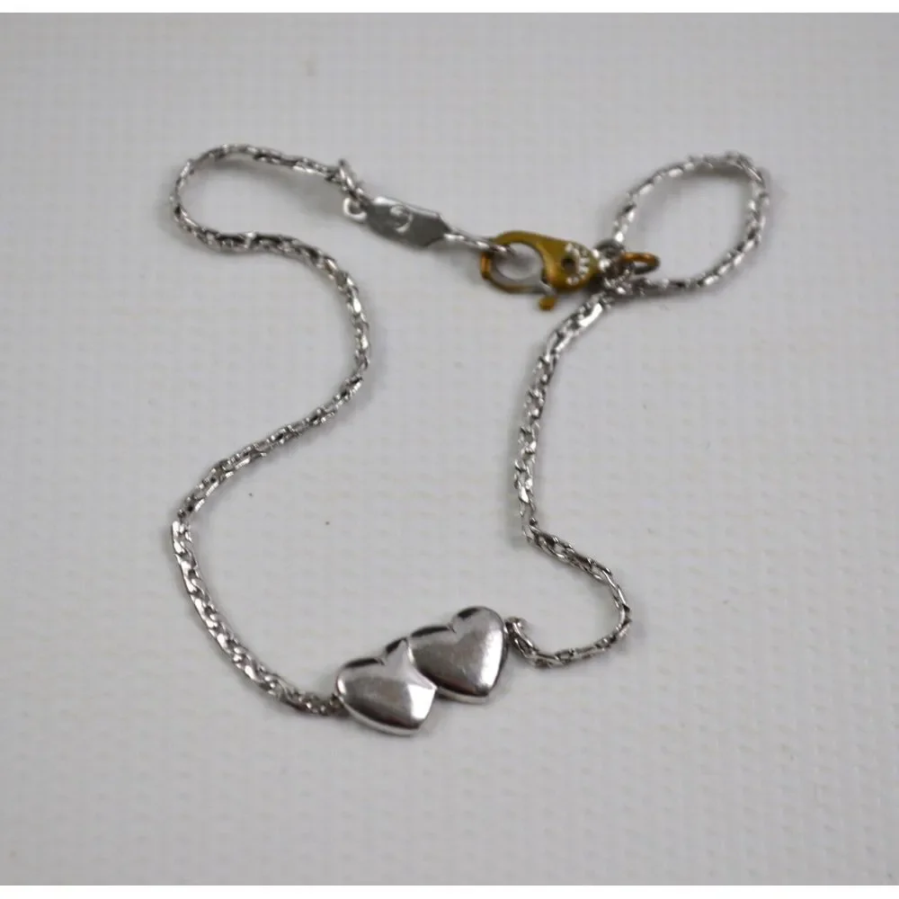 Vintage Monet Silver Tone with Double Hearts Bracelet  7